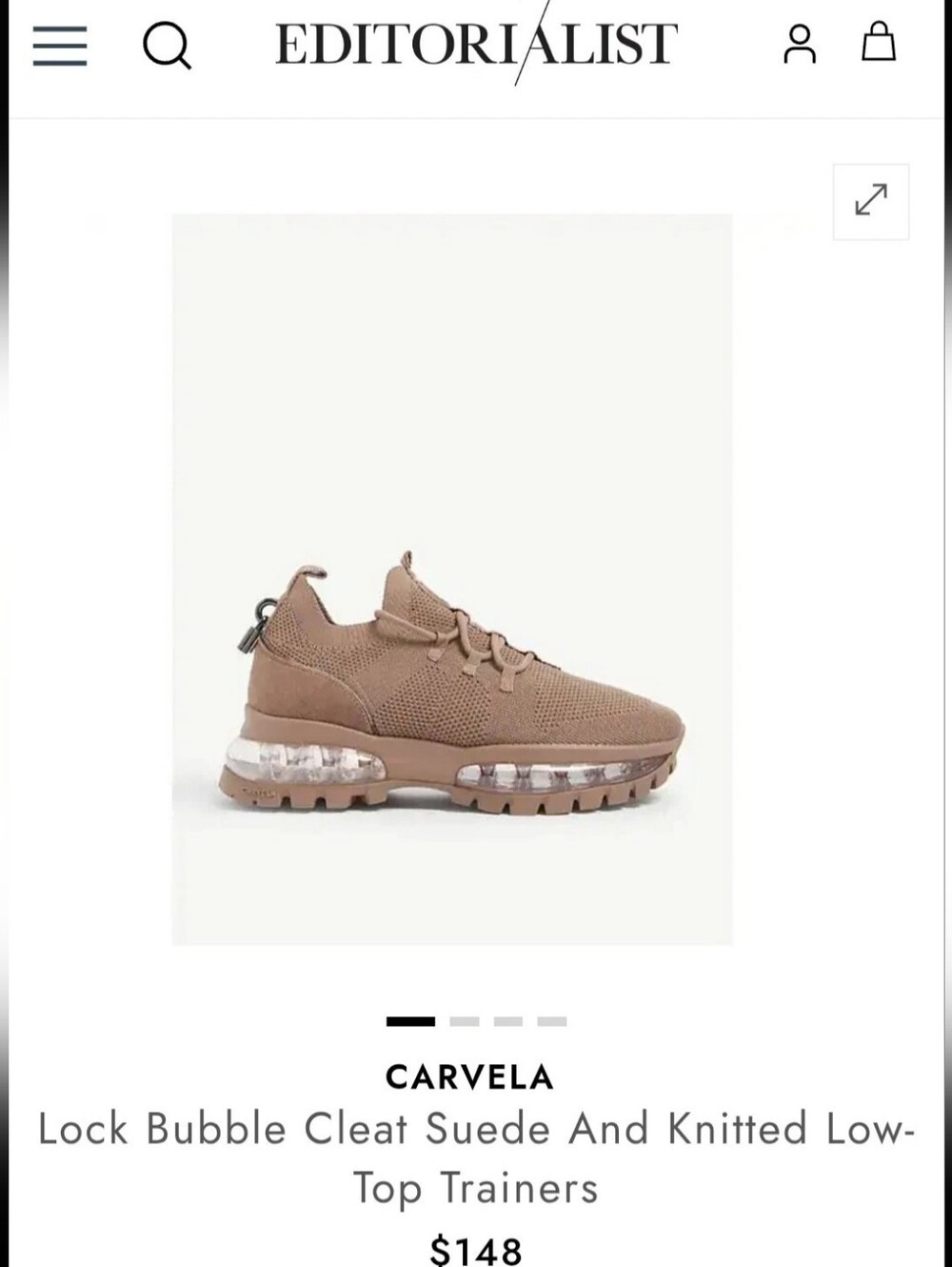 Carvela Women’s Tan Knit & Suede Bubble-Cleat Low-Top Sneakers 36.5 EU